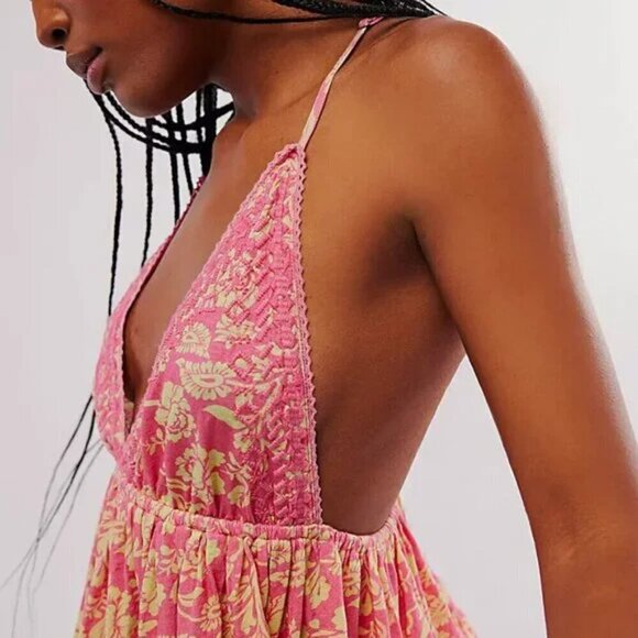 NWT Free People Sammy Pink Tiered Racerback Tank - Picture 3 of 6
